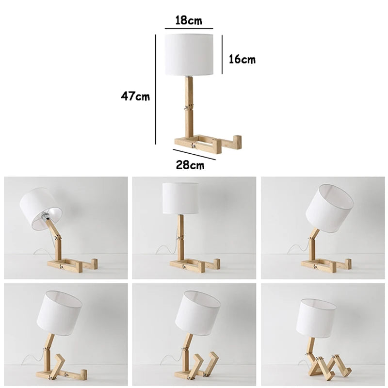 Charming Robot Wooden Lamp