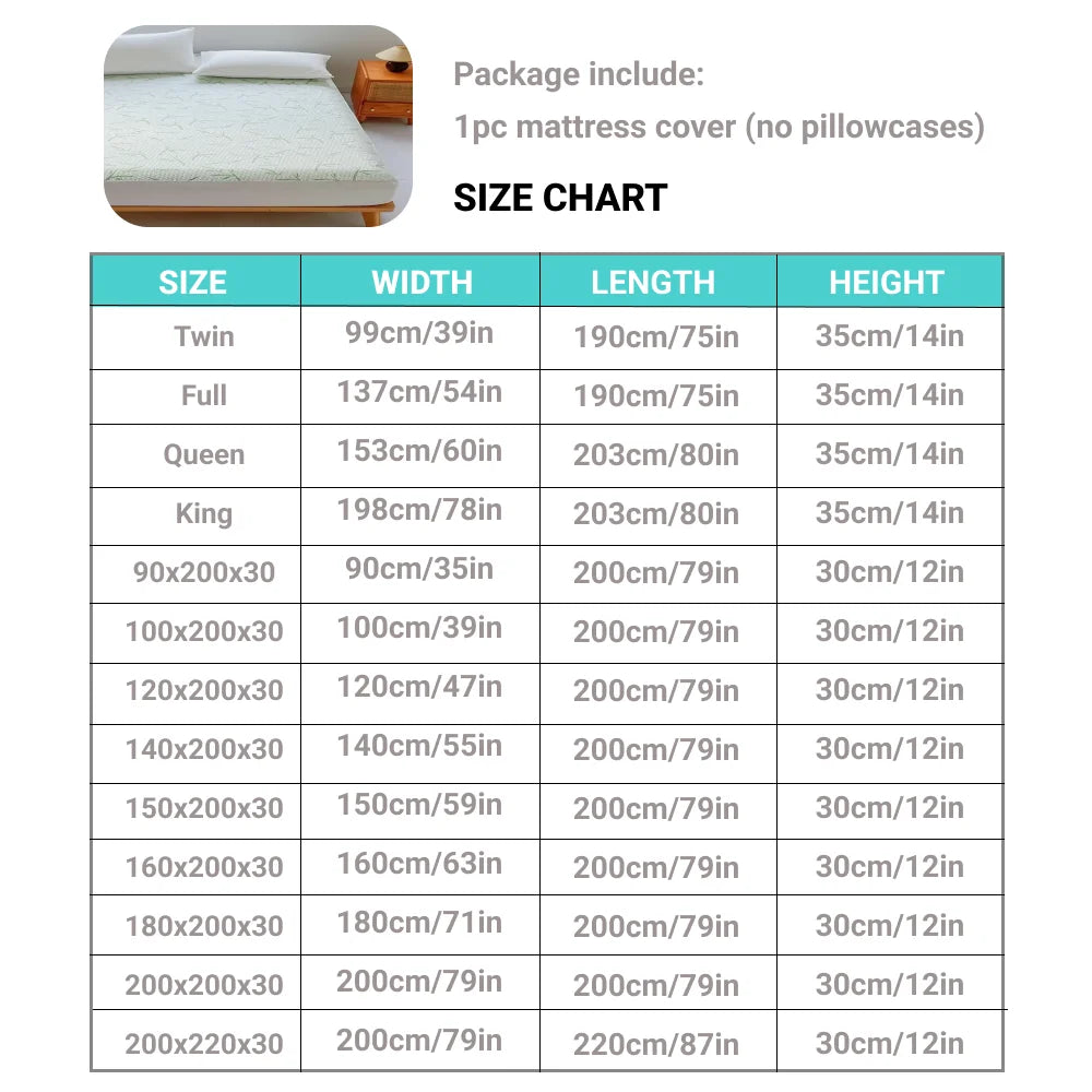 Waterproof Bamboo Mattress Cover (Without Pillowcase)