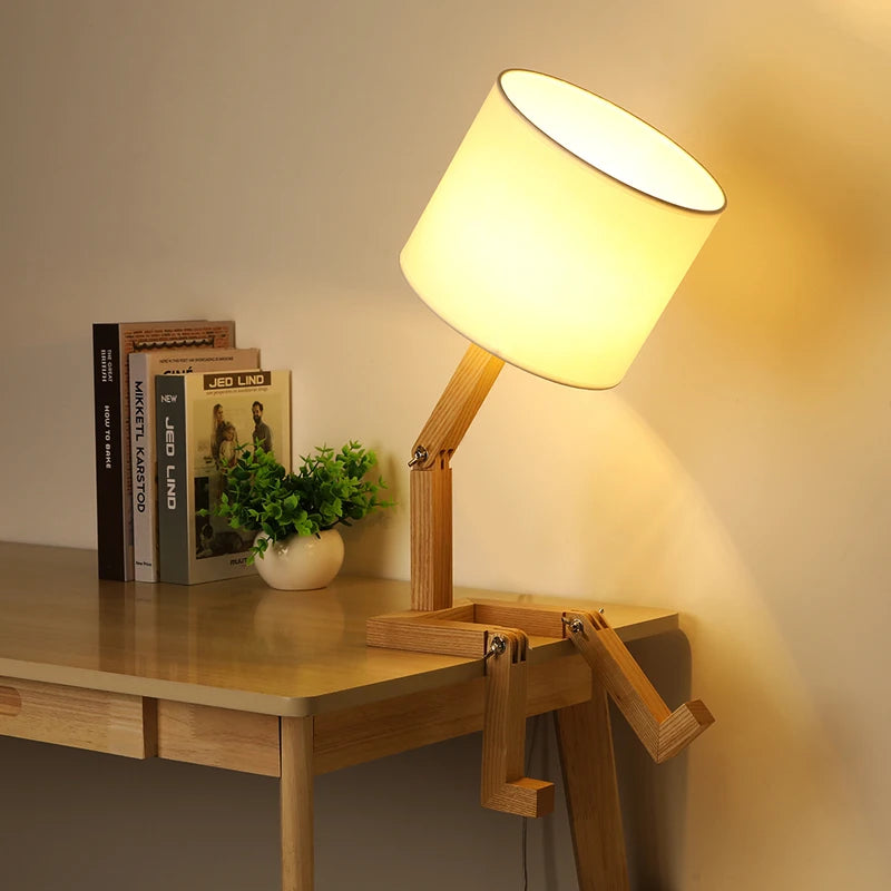 Charming Robot Wooden Lamp