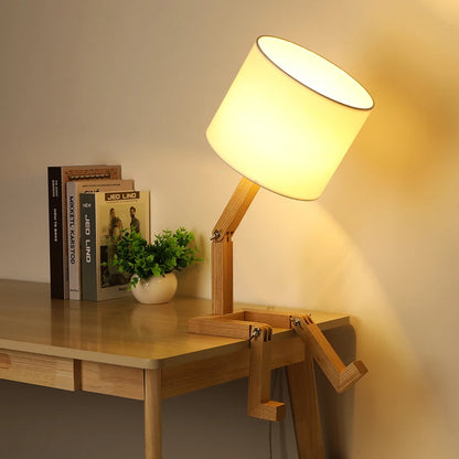 Charming Robot Wooden Lamp